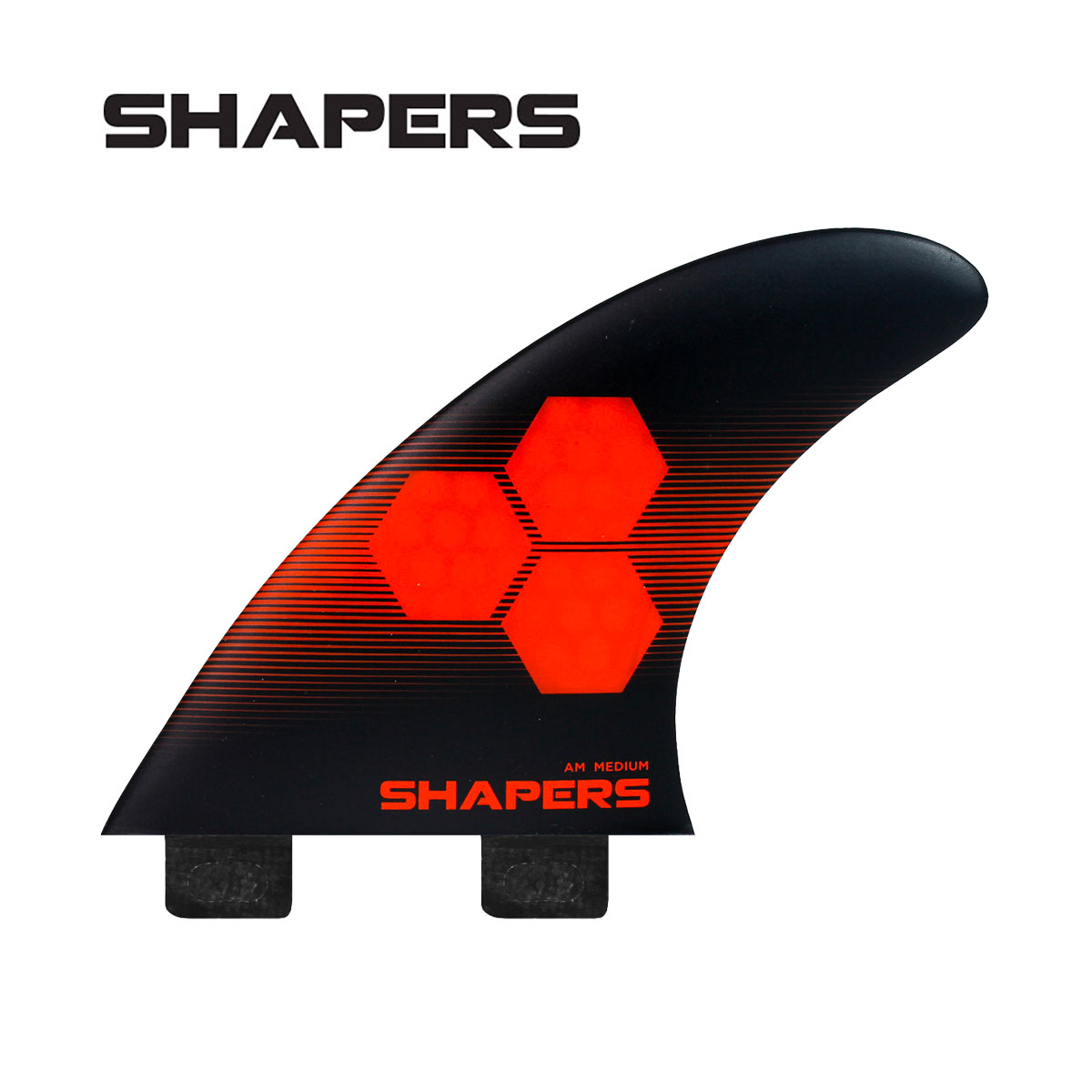 シェイパーズ トライフィン アルメリック サーフボード AM Core-Lite Thruster Set - Medium 3fins ブラック/オレンジ 人気ブランド SHAPERS